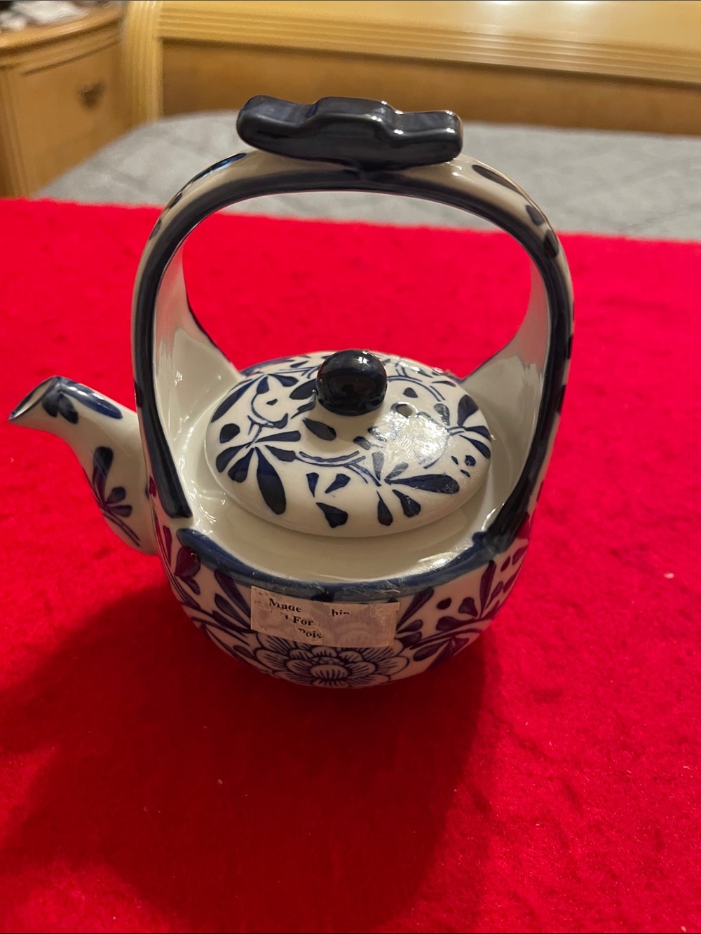 Vintage Chinese Mini Blue and White Floral Porcelain Teapot